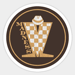 Madness Vintage Plastisol Texture Checkerboard Brown & White Sticker